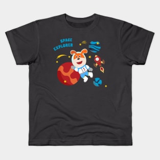 Space dog or astronaut in a space suit with cartoon style. Kids T-Shirt